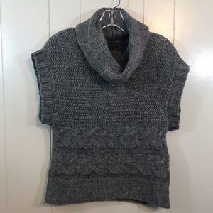 Chiara Mente Gray Women's Italian Wool Alpaca Turtleneck Short Sleeve Sweater S